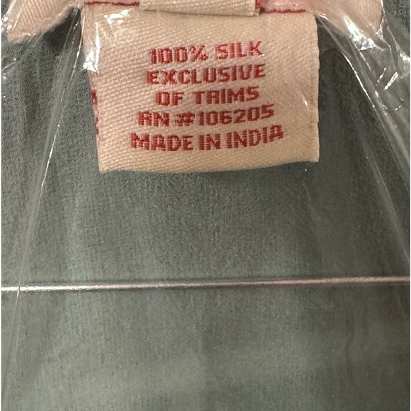 Sundance Top Silk Tunic M Green Blue Sheer Crochet Cottage Boho Party Shirt EUC - Picture 7 of 7